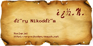 Őry Nikodém névjegykártya